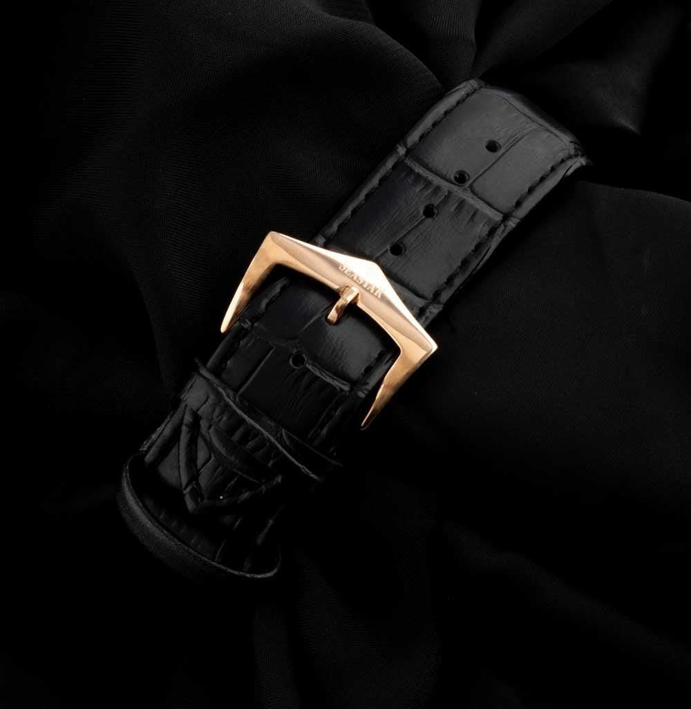 Men's Leather Square Watch with Quartz Movement
